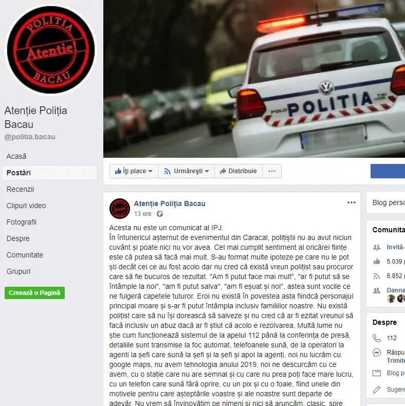 Polițiștii din Bacău rup tăcerea: “Noi nu lucrăm cu Google Maps, avem o stație fără semnal. Trebuie să avem voie să mutăm munții din loc”