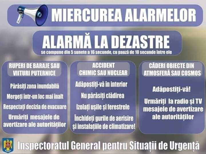 Astăzi vor suna sirenele. Este un nou exercițiu “Miercurea Alarmelor”