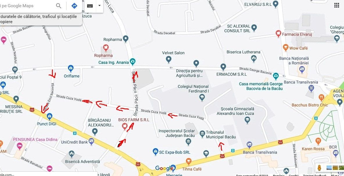 Harta rutieră a Bacăului, actualizată cu noile străzi cu sens unic