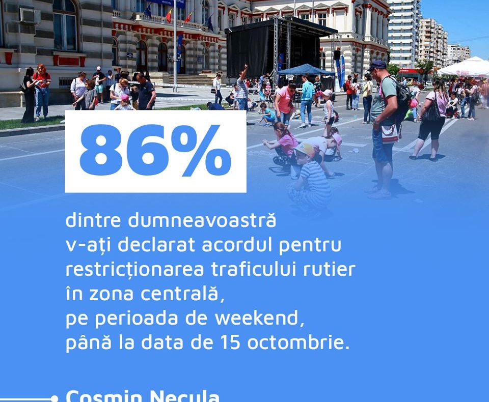 Băcăuanii au decis: centrul Bacăului va fi închis în weekend-uri până pe 15 octombrie. 4.400 de persoane au spus DA în sondajul realizat de primarul Cosmin Necula
