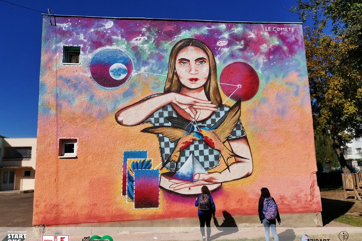 La Bacău a apărut încă un perete pictat cu vopsea care purifică aerul