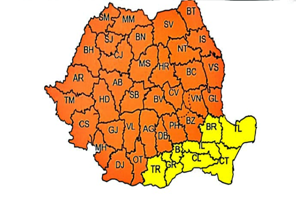 Atenționare meteo! Furtuni și cod portocaliu de precipitații, în aproape toată țara (16 iunie)