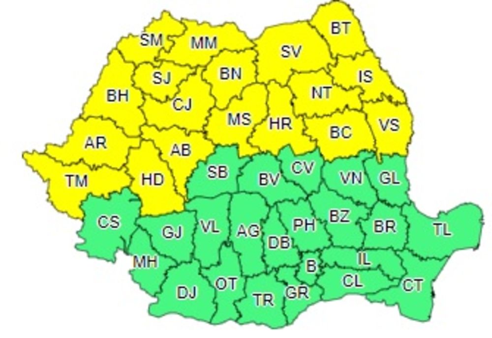 Jumătate din țară, sub avertizare COD GALBEN de FURTUNĂ