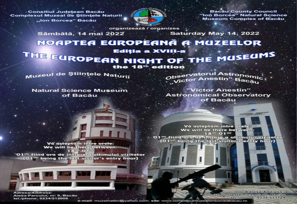 „Noaptea Europeană a Muzeelor 2022” la Complexul Muzeal de Științele Naturii „Ion Borcea” Bacău 
