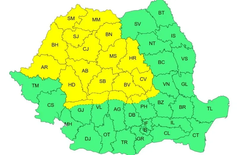 COD GALBEN de instabilitate atmosferică