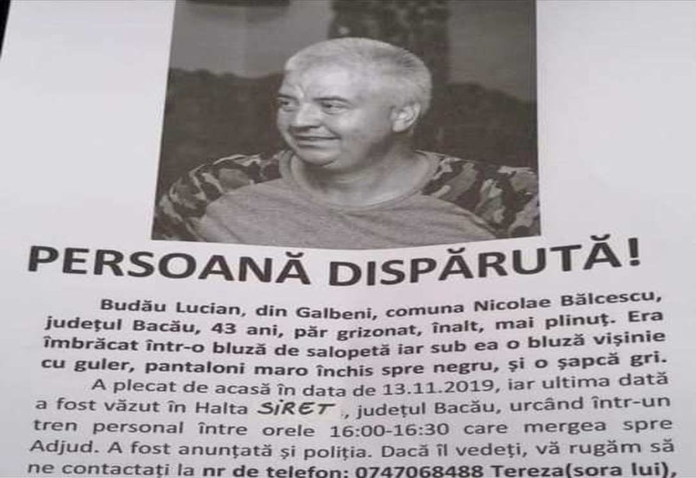 L-AȚI VĂZUT? Un bărbat din Galbeni, dispărut de două săptămâni, e căutat de familia disperată