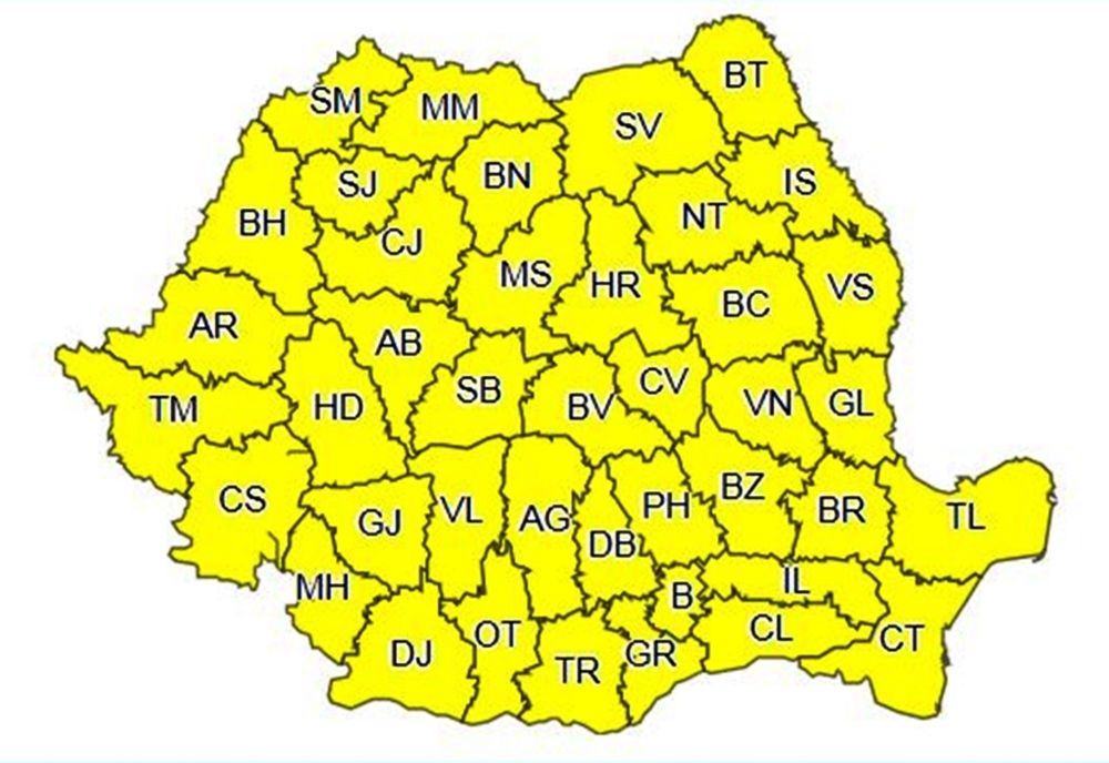 COD GALBEN de instabilitate atmosferică și ploi torențiale în întreaga țară! Vezi intervalul