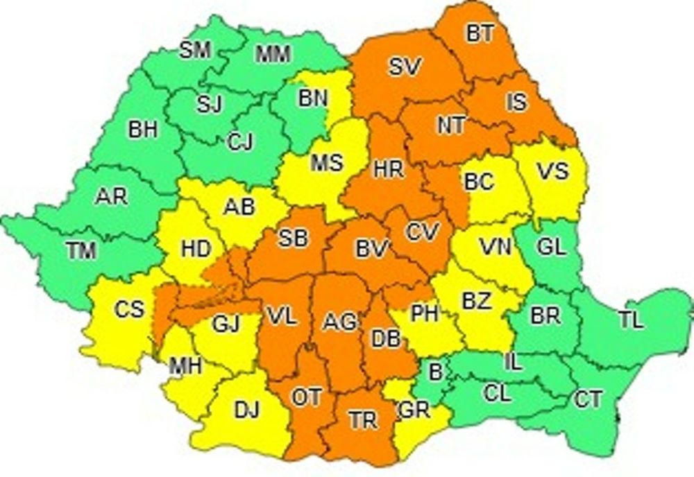 Avertizări meteo: COD PORTOCALIU și COD GALBEN de furtuni și ploi torențiale până la ora 21.00