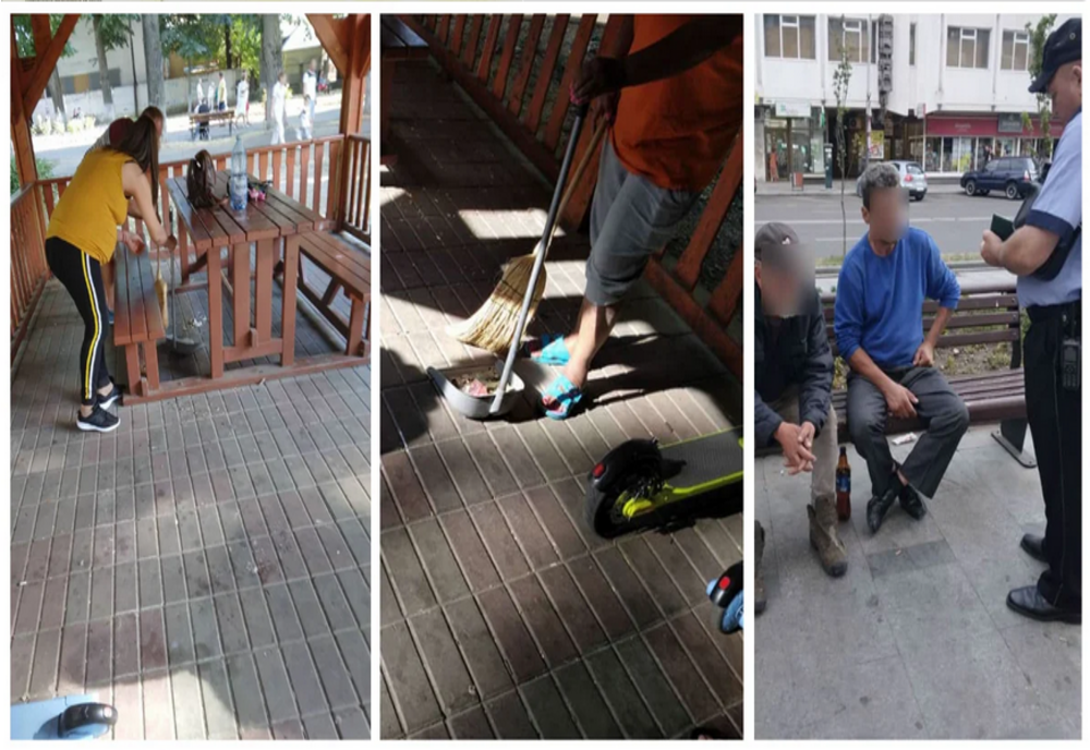 Puși să dea cu mătura și amendați pentru că au aruncat coji de semințe pe asfalt