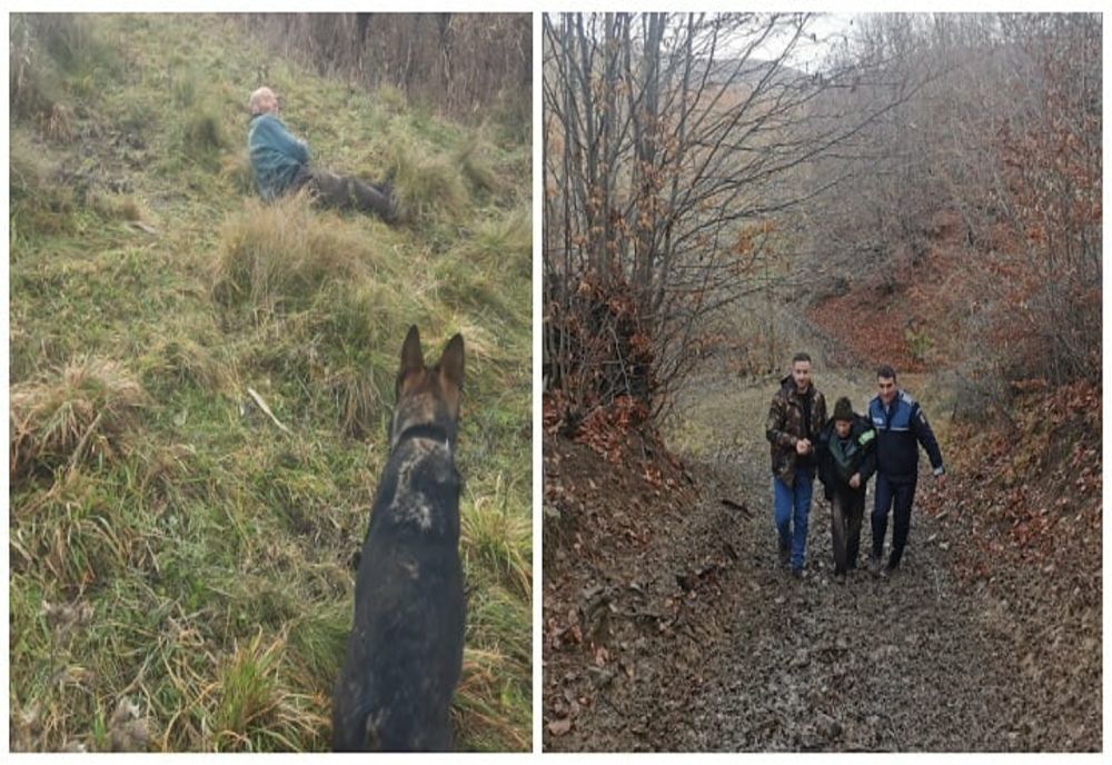 Un bătrân care s-a rătăcit a fost găsit de un câine de urmă