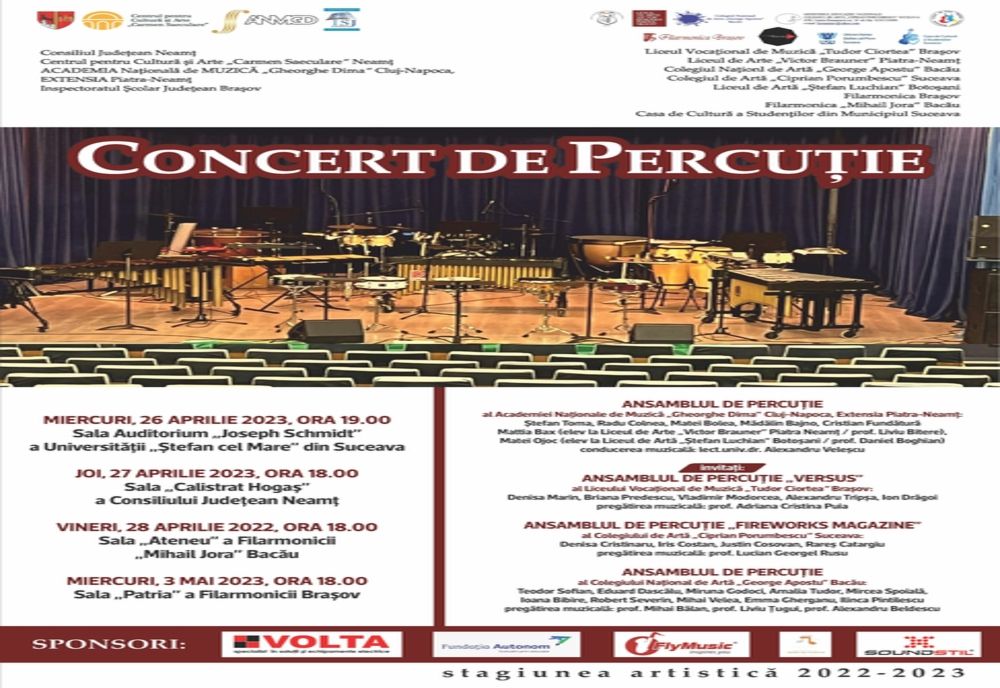 Concert de percuție  în cadrul stagiunii muzicale