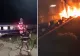 Accident feroviar grav în județul Bacău. Un camion a luat foc după ce a fost lovit de tren, clipe de panică pentru sute de pasageri - VIDEO